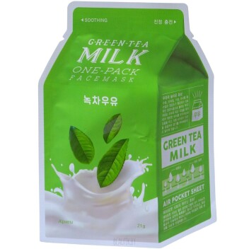 [A’PIEU] Маска для лица тканевая Green Tea Milk One-Pack, 21 мл