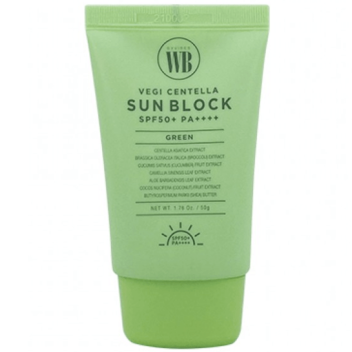 [WONDER BATH] Солнцезащитный крем для чувствительной кожи VEGI CENTELLA SUN BLOCK 9 GREEN SPF50+/PA++++, 50 гр