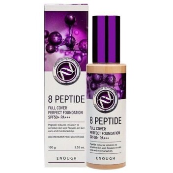 [ENOUGH] Основа тональная с пептидами 8 пептидов 13 тон Peptide Full Cover Perfect Foundation SPF50+ PA+++, 100 гр