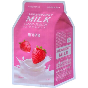[A’PIEU] Маска для лица тканевая с экстрактом клубники Strawberry milk one-pack, 21 мл