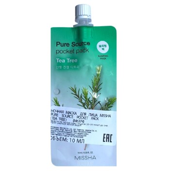 [MISSHA] Ночная маска для лица Pure Source Pocket Pack Tea Tree, 10 мл