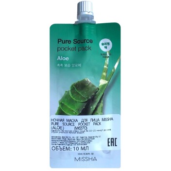 [MISSHA] Ночная маска для лица Pure Source Pocket Pack Aloe, 10 мл
