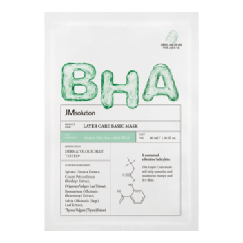 [JMSOLUTION] Тканевая маска с BHA-кислотой для проблемной кожи Layer Care Basic Mask, 30 мл