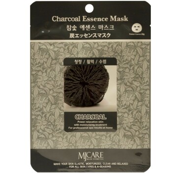 [MJCARE] Тканевая маска для лица древесный уголь Charcoal Essence Mask, 23 гр