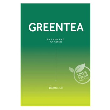 [BARULAB] Маска тканевая веганская увлажняющая с зелёным чаем The Clean Vegan Green Tea Mask, 23 гр