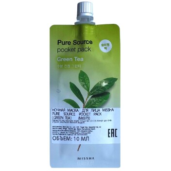 [MISSHA] Ночная маска для лица Pure Source Pocket Pack Green Tea, 10 мл