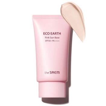 [THE SAEM] Крем-база для лица солнцезащитная с каламиновой пудрой Eco Earth Pink Sun Base SPF 50+ PA++++, 50 мл