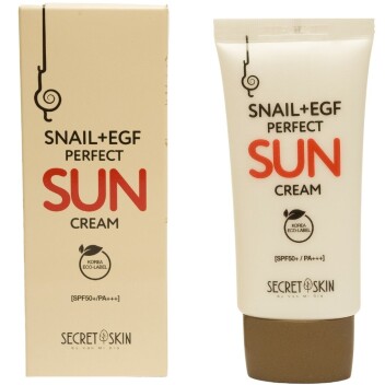 [SECRET SKIN] Крем для лица солнцезащитный с экстрактом улитки SPF 50+++ SNAIL+EGF PERFECT SUN CREAM, 50 мл