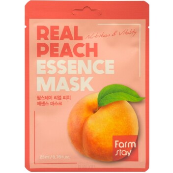 [FARM STAY] Тканевая маска для лица Персик Real Essence Mask Peach, 25 мл