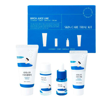 [ROUND LAB] Набор средств с берёзовым соком Birch Juice Trial Kit (Пенка 30 мл/Тонер 20мл/Сыворотка 10мл/Крем 20мл)