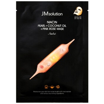 [JMSOLUTION] Осветляющая тканевая маска Niacin Pearl + Coconut Oil + Pink Rose Mask, 30 мл