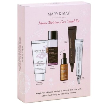[MARY & MAY] Набор увлажняющий Intense Moisture Care Travel Kit (30 мл + 30 мл + 10 мл + 12 гр + 12 гр)