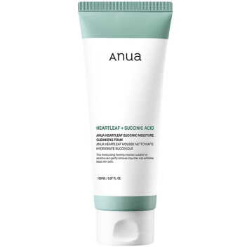 [ANUA] Гель-пенка для умывания с янтарной кислотой Heartleaf Succinic Moisture Cleansing Foam, 150 мл