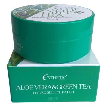 [ESTHETIC HOUSE] Гидрогелевые патчи для глаз АЛОЭ/ЗЕЛЕНЫЙ ЧАЙ Aloe Vera&Green Tea Hydrogel Eye Patch, 60 шт