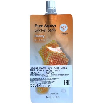 [MISSHA] Ночная маска для лица Мёд PURE SOURCE POCKET PACK (HONEY), 10 мл