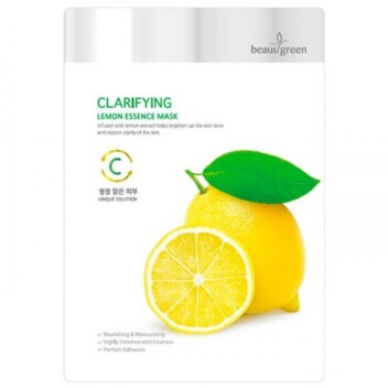 [BEAUUGREEN] Тканевая маска осветляющая с экстрактом лимона Clarifying lemon essence mask, 23 гр